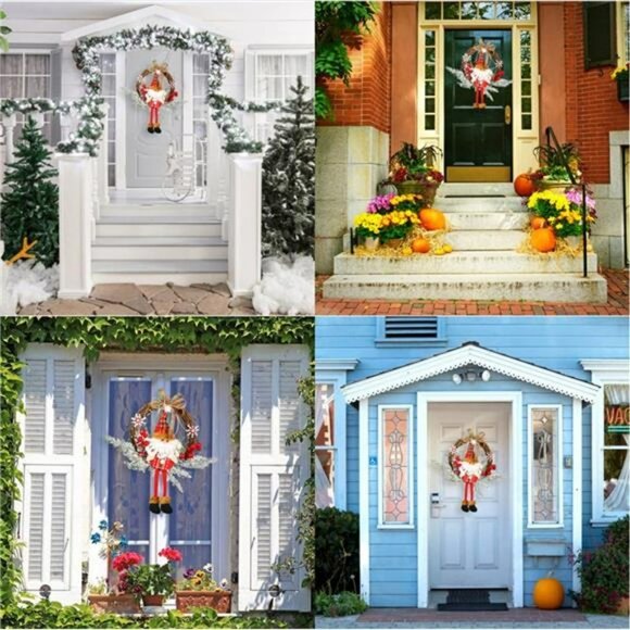 Christmas Wreath for Front Door, Xmas Decoration 14 inch/35cm Door Wreaths - Picture 7 of 7